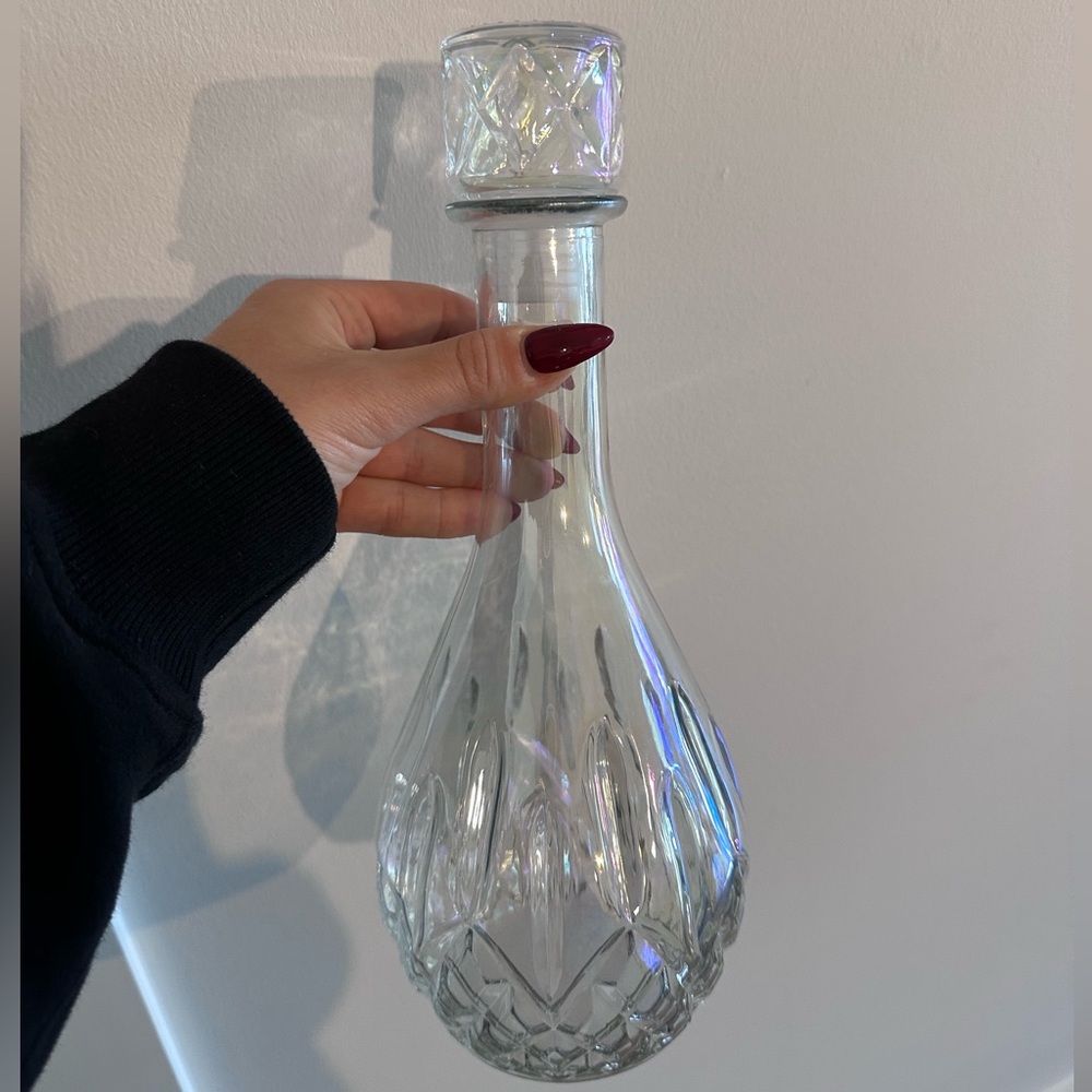Clear Iridescent Glass Decanter with Stopper